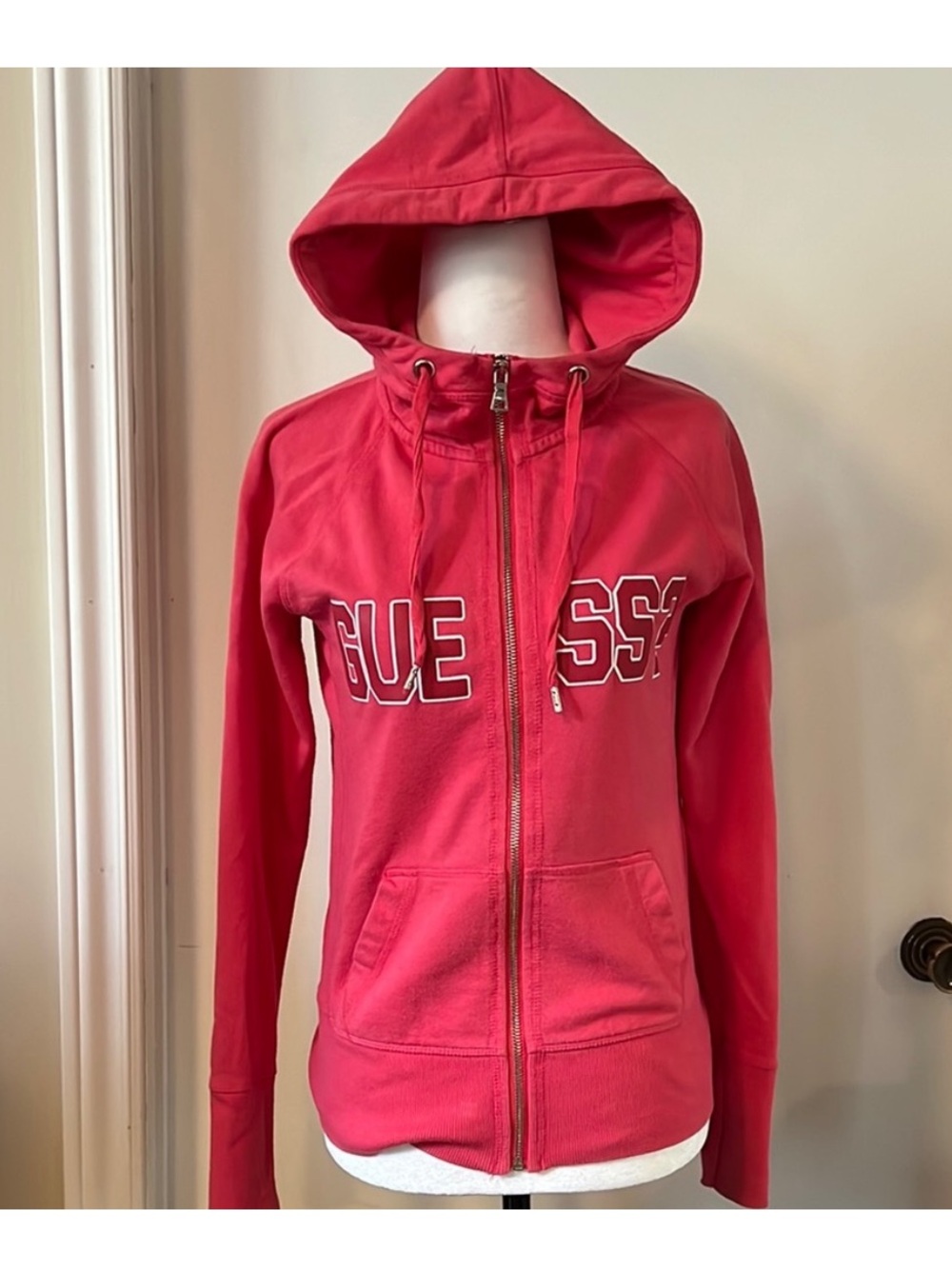 GUESS • Women’s S • Pink Zip-Up Hoodie with Logo